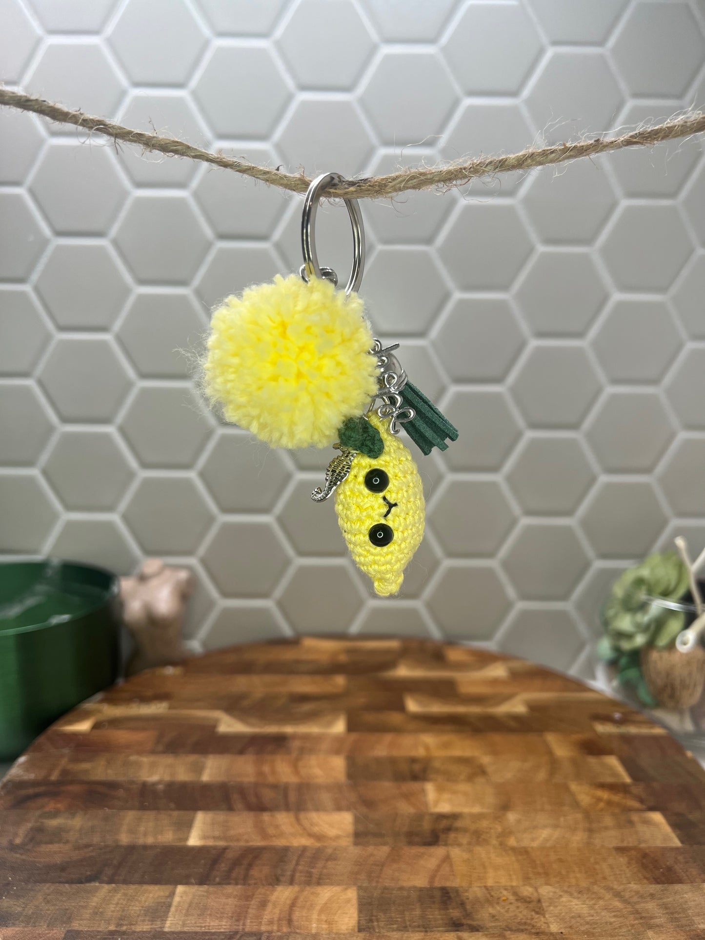 Lemon Yellow Crochet Keychain