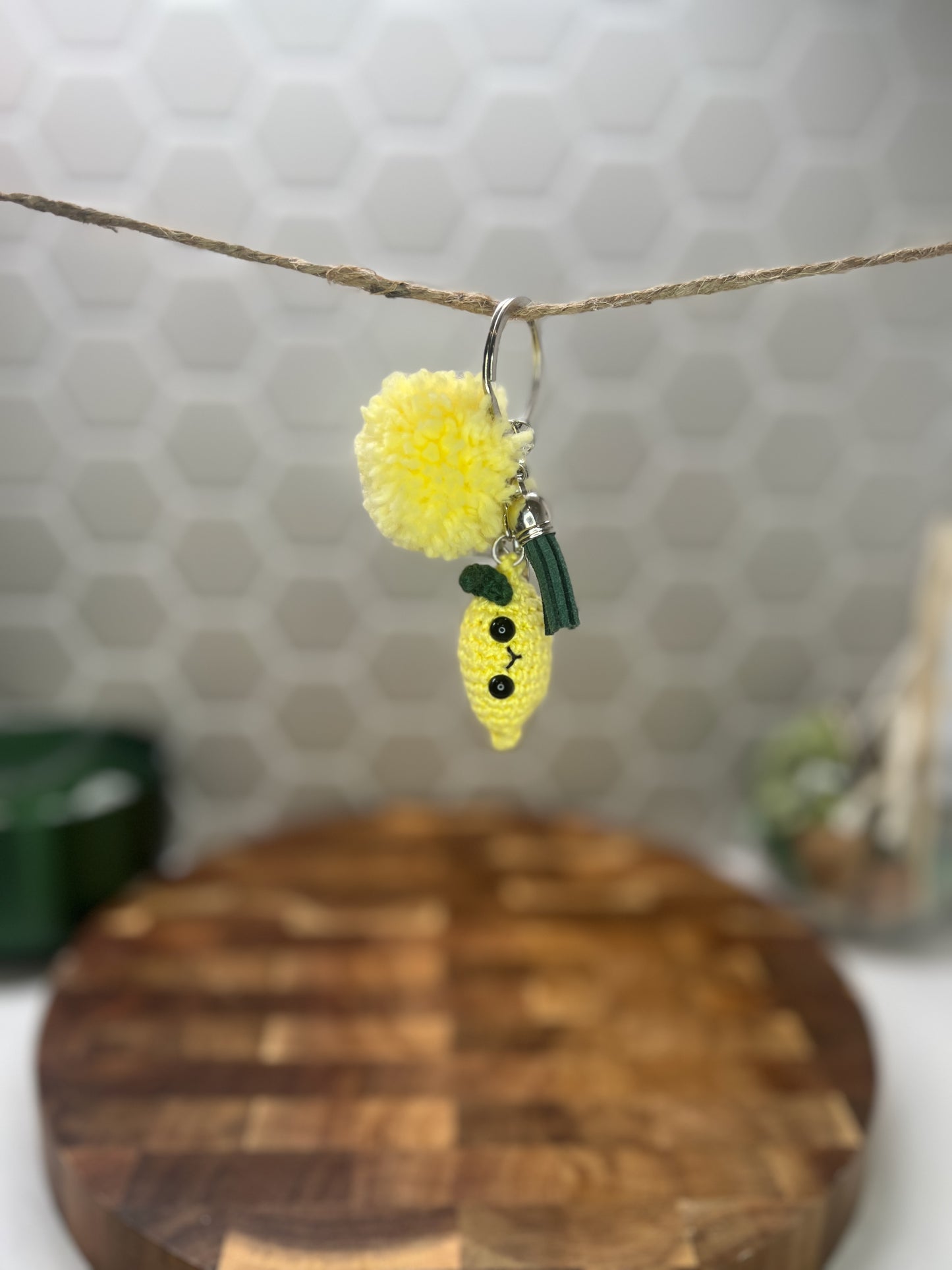 Lemon Yellow Crochet Keychain