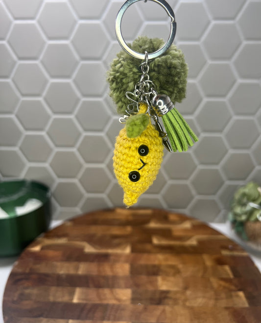 Lemon Mustard Crochet Keychain