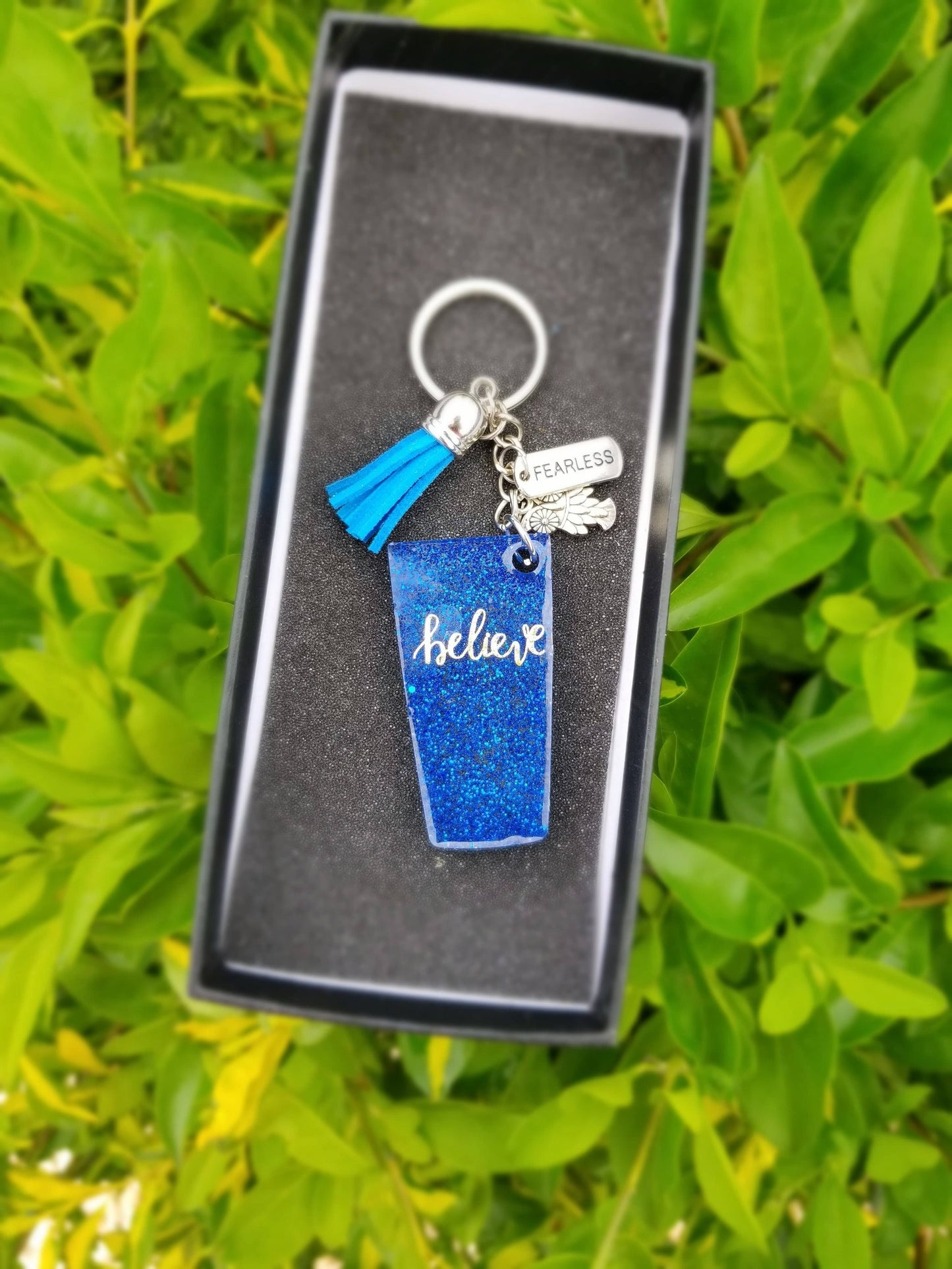 Glitter Believe Cup Keychain