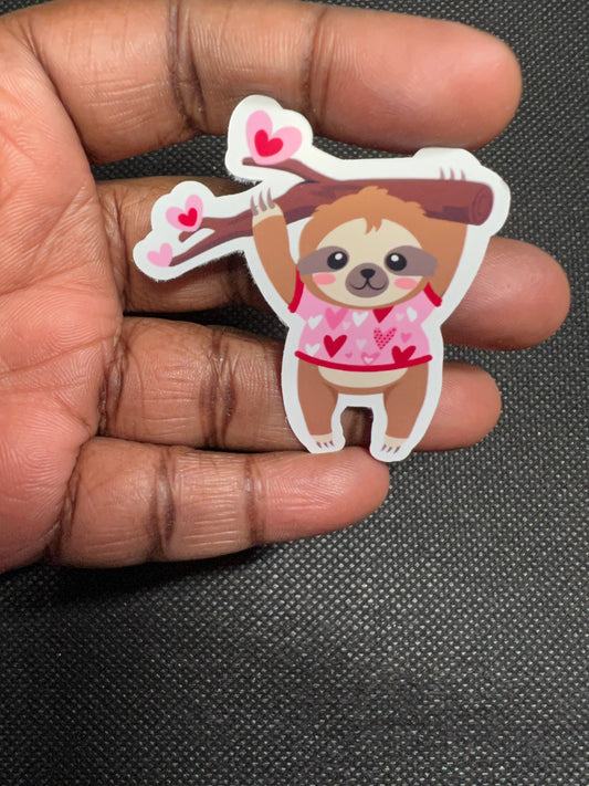 Love Sloth Hanging From Tree Vinyl Sticker