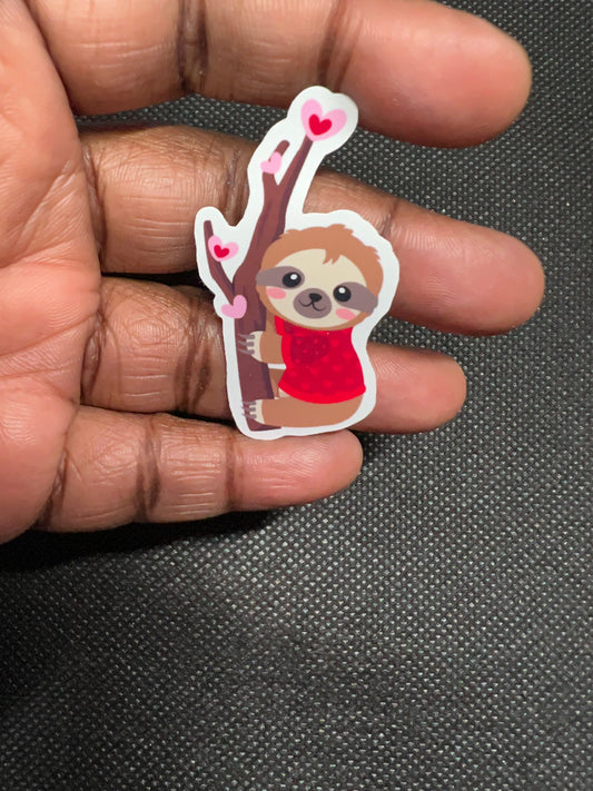 Love Sloth Hugging Tree Vinyl Sticker