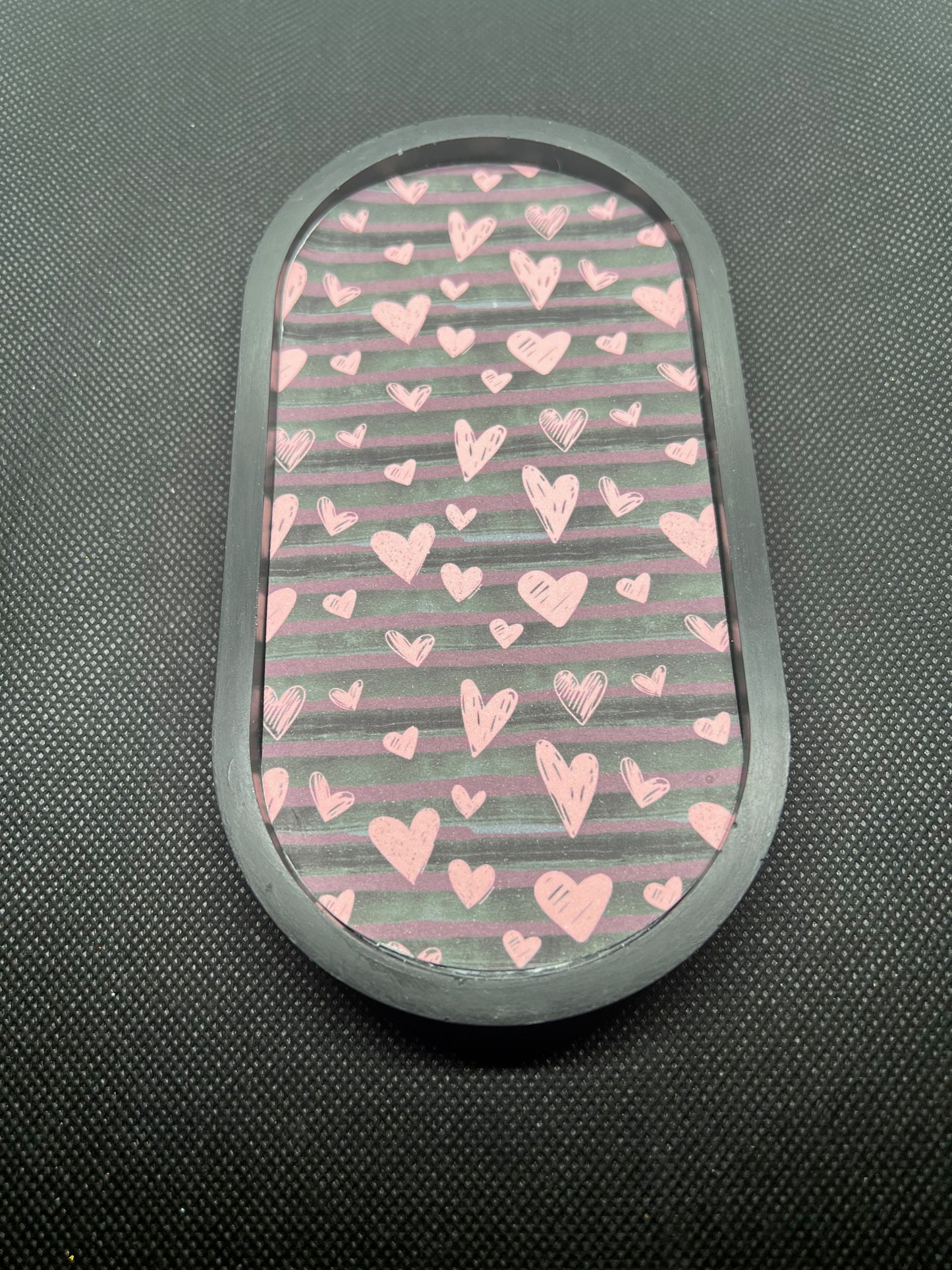 Pink Doodle Hearts Oval Pattern Tray