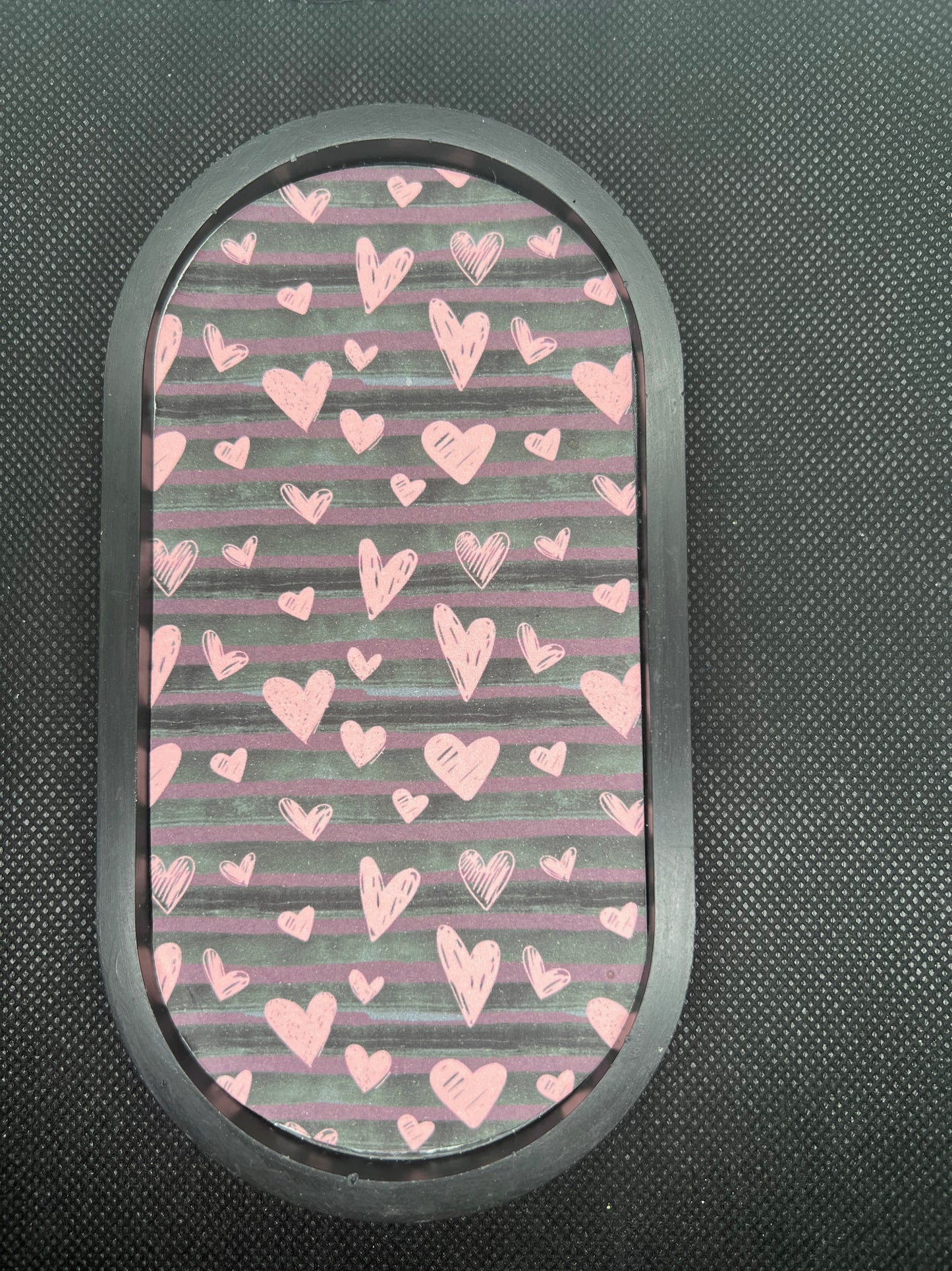 Pink Doodle Hearts Oval Pattern Tray