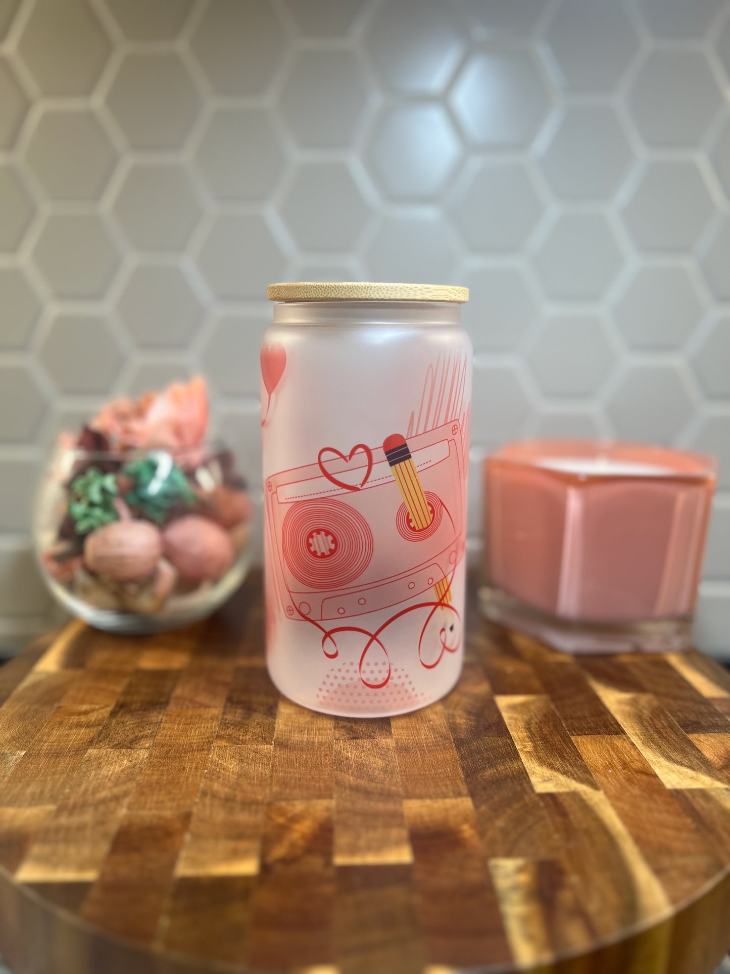 Pencil Cassette Drinking Glass