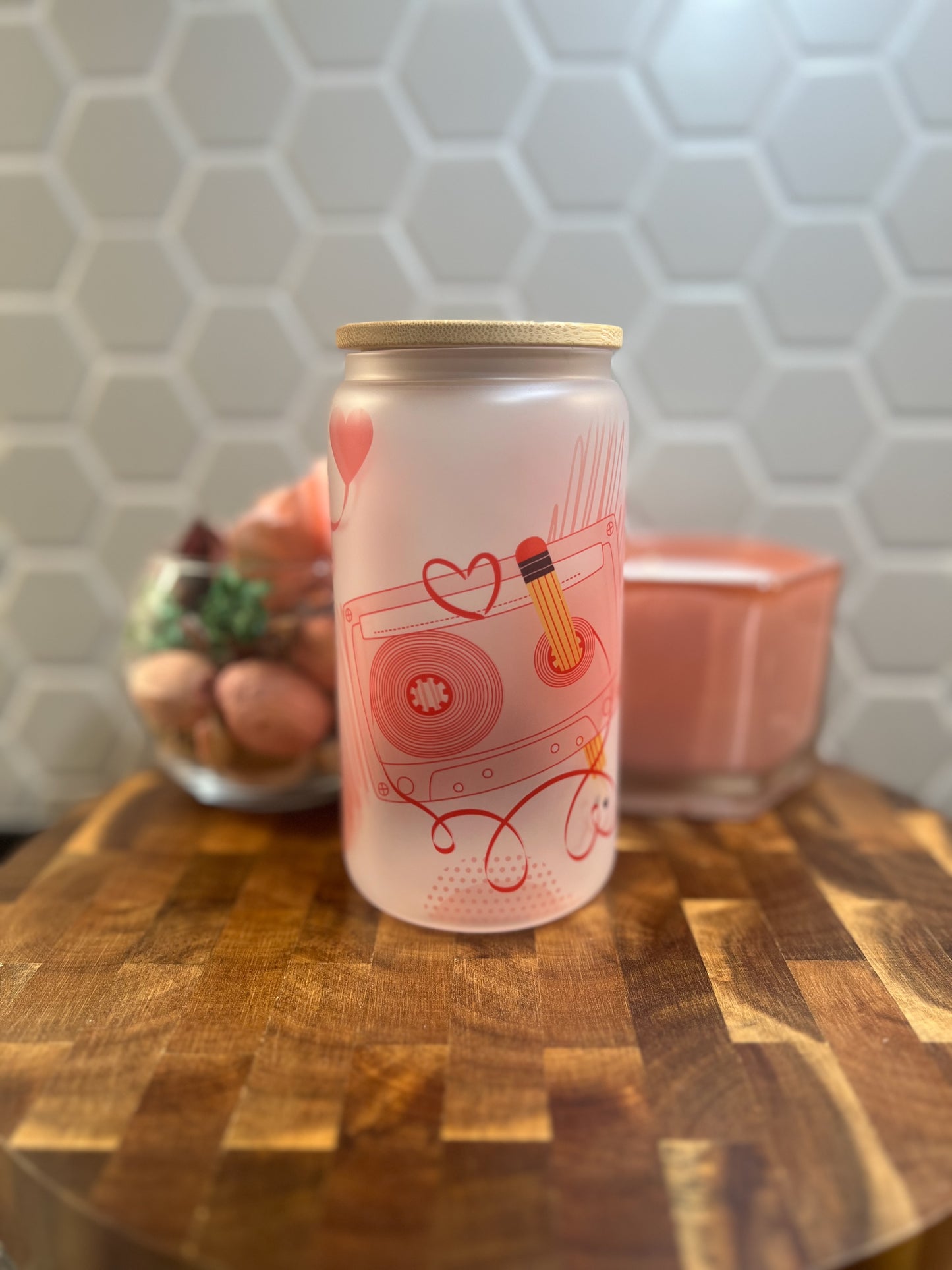 Pencil Cassette Drinking Glass