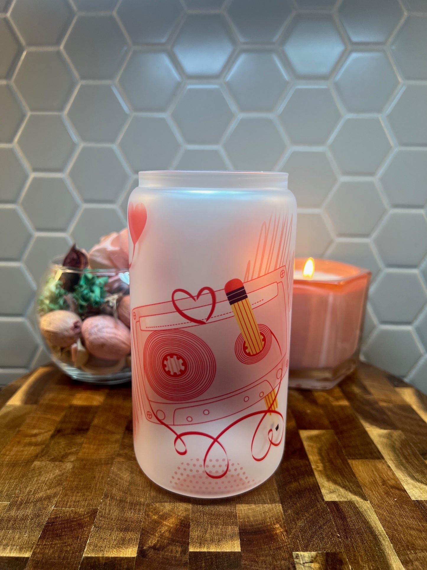 Pencil Cassette Drinking Glass